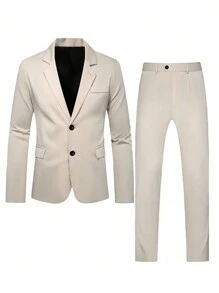 Calvornis Nam Ngực đơn Làm Việc  Bộ đồ - Màu be - Xem 3