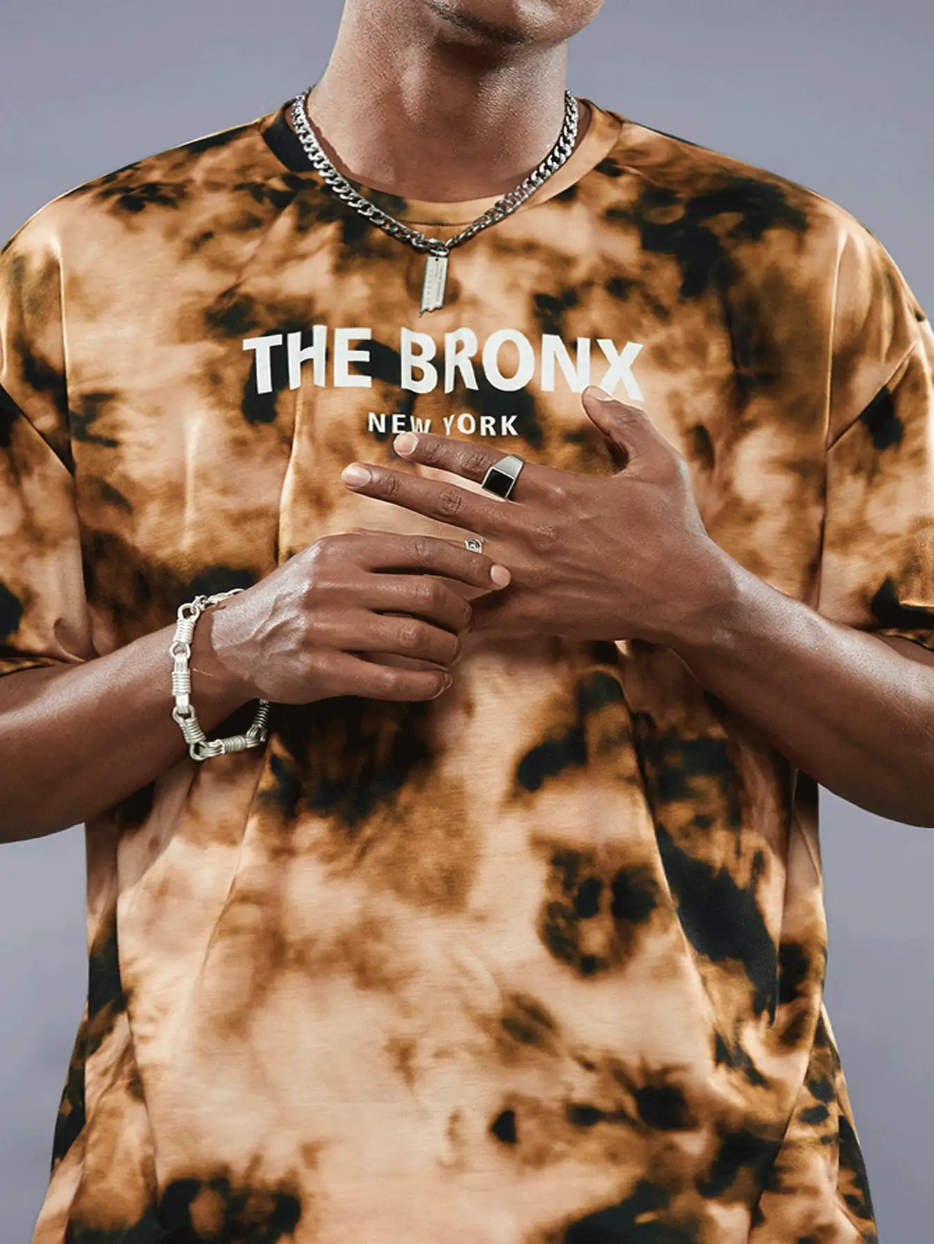 Manfinity RebelGame Men's Tie Dye Letter Printed Crew Neck Short Sleeve T-Shirt - Multicolor - View 5