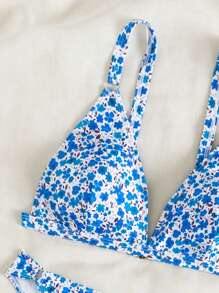 SHEIN Swim 花卉印花分體式比基尼套裝,上下分離 - 彩色 - 查看 5
