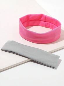 ROMWE 6 件装纯色弹性发带，适合运动休闲休闲发带头巾头带吸汗带 - 彩色 - 查看 2