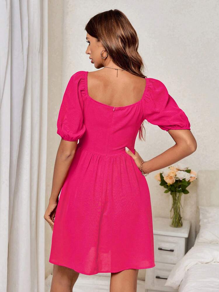 Mommy & Me,Mother And Daughter,Women's Rose Bubble Sleeve A Hem Romantic Summer Short Dresses,Mother's Day Clothing