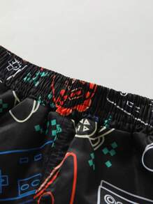 Young Boy's Gamepad Printed 2 In 1 Sport Pants - Black - View 3