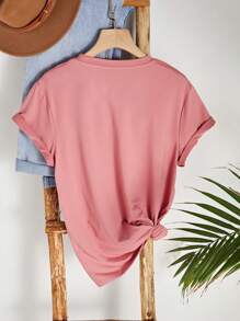 INAWLY Camiseta Con Estampado De Botas De Vaquero - Rosado Sandía - Ver 2