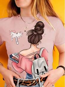 INAWLY 女士笑脸 T 恤，带有彩色 MAMA 图案，适合夏季母亲节礼物图案 T 恤女士上衣 - 深灰色 - 查看 1