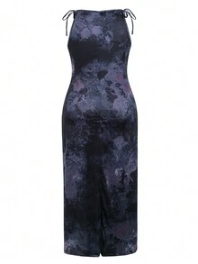 PUNK Kích thước lớn Sọ & Hoa In Váy không tay - Nhiều màu - Xem 2