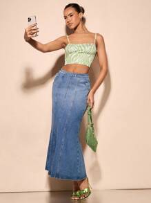 SHEIN BAE Zebra Striped Backless Cami Top - Lime Green - View 4