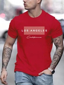 Manfinity Dauomo Camiseta Masculina Com Estampa De Letras E Gola Redonda