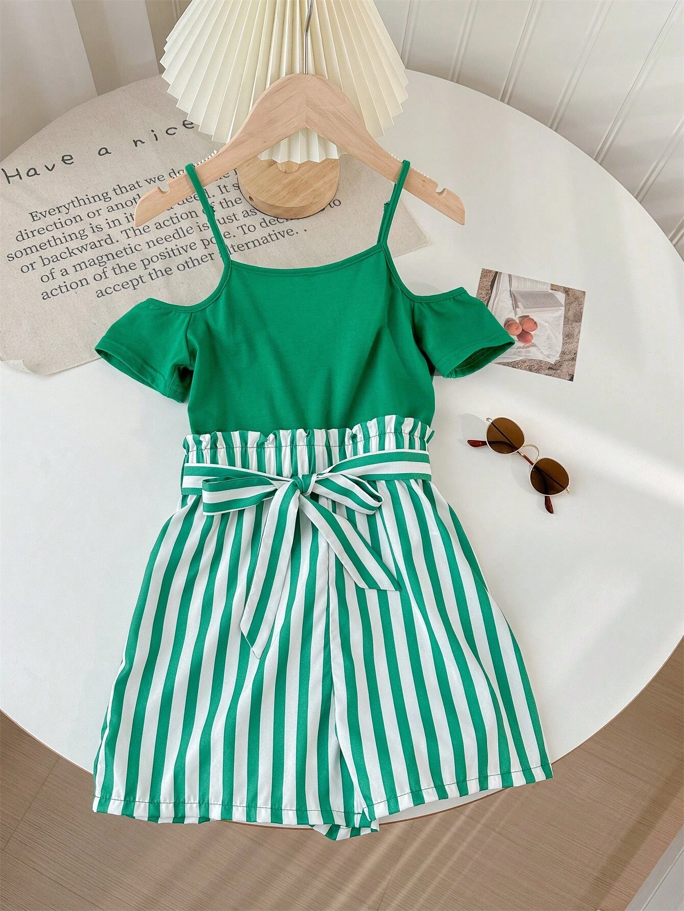 Tween Girl Vacation Casual Spring And Summer Spliced Striped Off ...