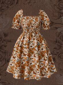 SHEIN VCAY Vestido de talla grande con estampado de mariposas y flores en estilo bohemio, para el verano - Multicolor - Ver 1