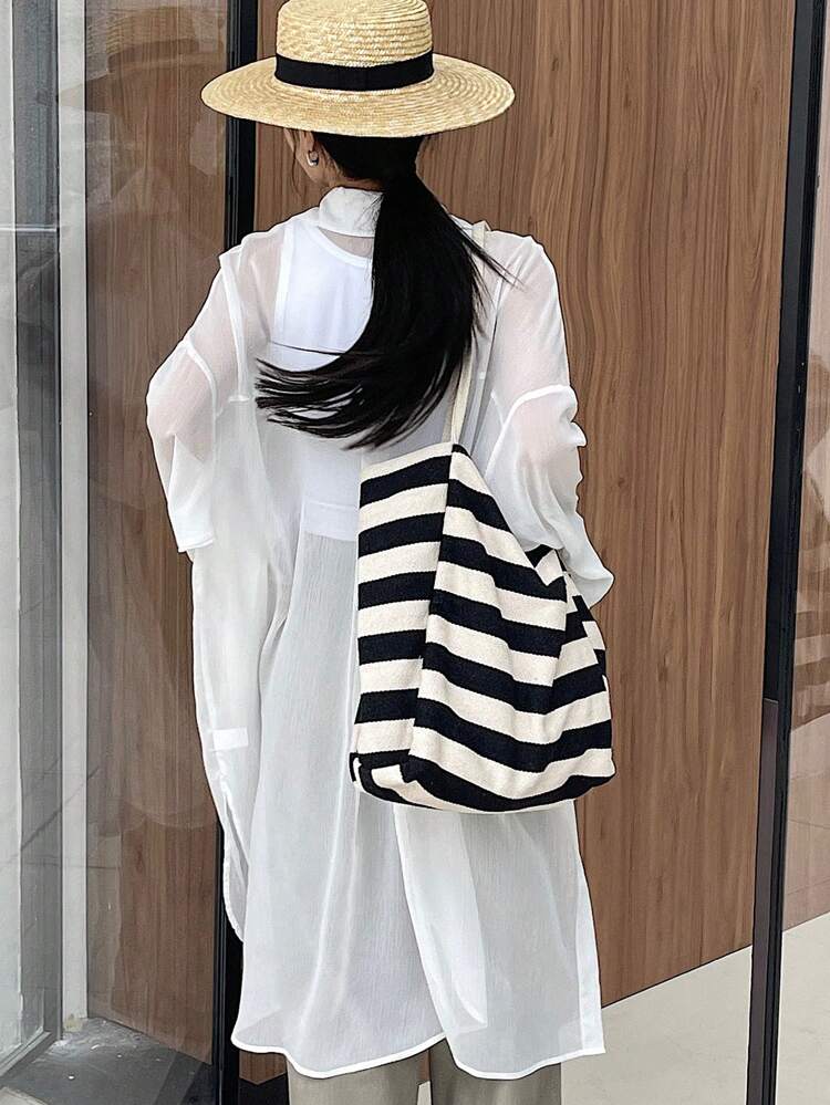 Women's Loose Fit Long Sleeve Longline Shirt With Collar