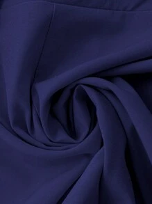 Calvaya Pantalones De Pierna Recta Casuales De Cintura Elástica Y Talla Grande En Color Sólido - Azul Marino - Ver 5