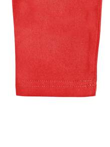 1 Set Women Solid Color Short Sleeve T-Shirt And Pants Summer Red - Red - View 4