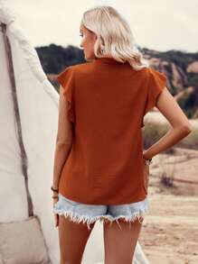 Breezaya Camisa Sin Mangas En Bloques De Color Con Diseño Bordado Y Cuello Con Muescas - Naranja - Ver 2