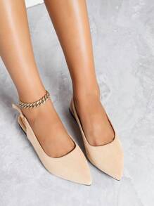 Zapatos planos de mujer con correa con hebilla y suela tipo chancla en, perfectos para actividades al aire libre - Albaricoque - Ver 7