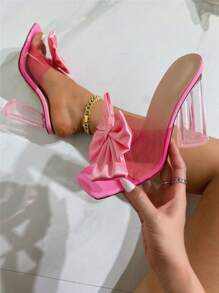 Sandalias Rosadas De Tacón Alto Para Damas Con Tacones De Cristal - Rosa - Ver 6