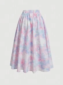 SHEIN MOD 扎染露背修身短款上衣和松紧腰裙套装 - 藍色 - 查看 7