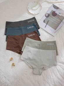 女款簡約純色無縫內褲（5入組） - 彩色 - 查看 6