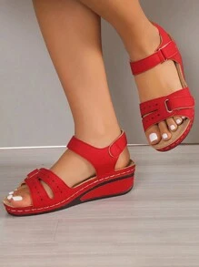 Women's Comfortable Wedge Sandals With Strap, Soft Sole, Handmade, Thick Bottom, Ultralight