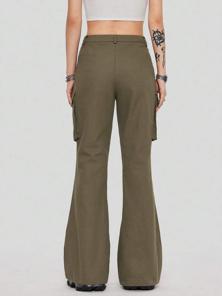 Women's Cargo Pocketed Ultra-Low Rise Bootcut Pants