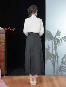 中国风熊猫印花设计中国风上衣，春季款 - 白色 - 查看 2