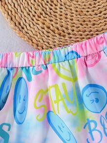 SHEIN Young Girl Cute Ruffle Trim Letter Printed Top And Skirt Set - Multicolor - View 7