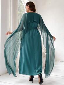 Modelyn Vestido de noche largo con capa de estilo árabe para mujer talla grande