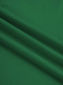 INAWLY Solid Color Waffle Knit Button Half Placket Slim Fit Long Sleeve T-Shirt Fall Cloth For Women - Green - View 7