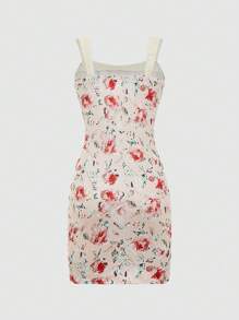 SHEIN Unity Floral Print Spaghetti Strap Dress - Pink - View 2