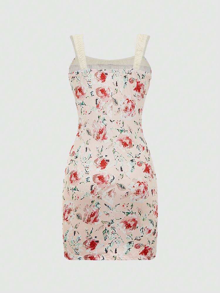 Floral Print Spaghetti Strap Dress