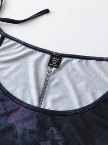 PUNK Kích thước lớn Sọ & Hoa In Váy không tay - Nhiều màu - Xem 4