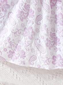 SHEIN Young Girl Fashionable Ruffle Edge Top And Floral Print Skirt Set For Summer - Multicolor - View 5