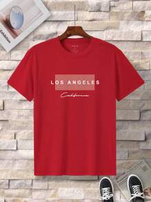 Manfinity Dauomo Camiseta Masculina Com Estampa De Letras E Gola Redonda
