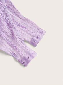 SHEINNeu Summer Kawaii Ballet Bow Sheer Lace Lavender Bodysuit - Mauve Purple - View 6
