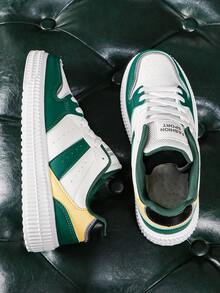 2024 Hàng mới đến Nam Cặp đôi Giày dép Chóp giầy tròn Khối màu Giải trí Thể thao Giày thể thao ngoài trời Với In thư Và Mặt trước Lace-up - Nhiều màu - Xem 5