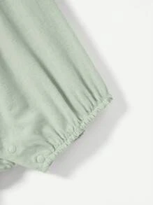 Cozy Pixies Soft And Breathable Solid Casual Sleeveless Round Neck Romper For Baby Girls - Green - View 3