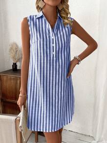 EMERY ROSE Contrast Color Striped Tank Dress