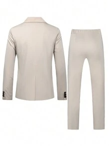 Calvornis Nam Ngực đơn Làm Việc  Bộ đồ - Màu be - Xem 2