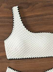 SHEIN Swim Color-Block Contrast Binding Two-Piece Bikini Set, Summer Beach - Beige - View 4