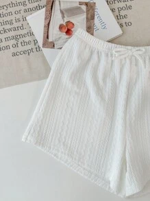 SHEIN LMoss Kids LMoss Tween Girl Tween Girl Urban Elegant Spring/Summer Knitted Solid Color Casual Straight Shorts