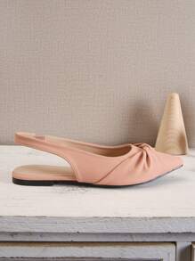 女士粉色尖頭扁平鞋 - 藕粉色 - 查看 2