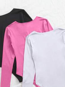 Zolique Three-Color Long Sleeve Slim Fit T-Shirt Bodysuit Fall Cloth For Women - Multicolor - View 2
