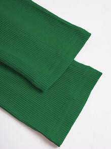 INAWLY Solid Color Waffle Knit Button Half Placket Slim Fit Long Sleeve T-Shirt Fall Cloth For Women - Green - View 5