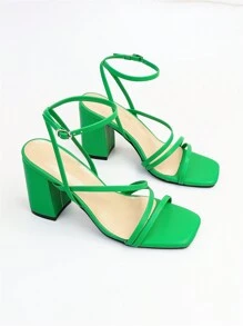 Women's Minimalist Chunky Heel Ankle Strap Elegant Outdoor High-Heeled Sandals For Summer