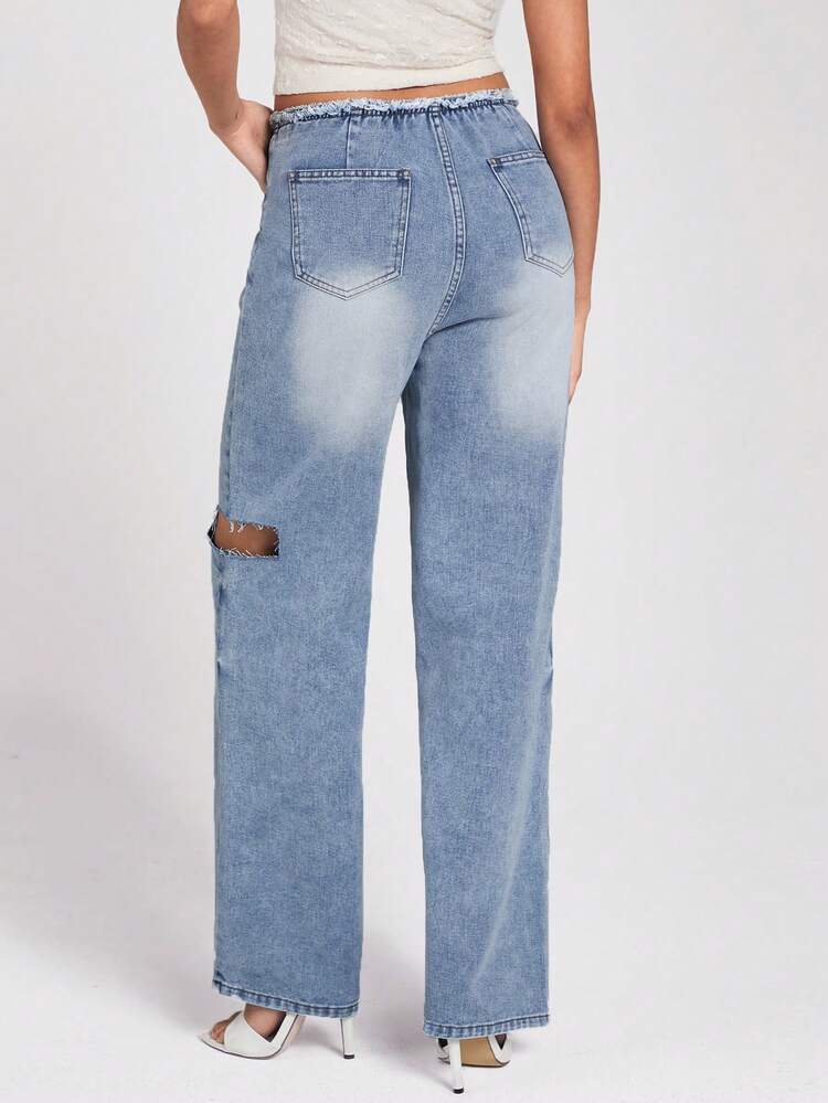 Ladies' Distressed Jeans With Pockets