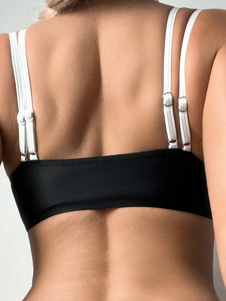 Women's Color Block Bikini Set With Edge Details Summer Beach