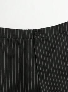 SHEIN LUNE Plus Size Women's Vertical Striped Straight Leg Pants Fall Cloth For Women - Black - View 6