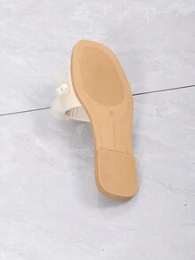 Sandale plate de plajă din plasă cu perle Decor - Bej - Vizualizare 6