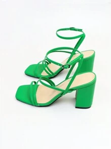 Women's Minimalist Chunky Heel Ankle Strap Elegant Outdoor High-Heeled Sandals For Summer