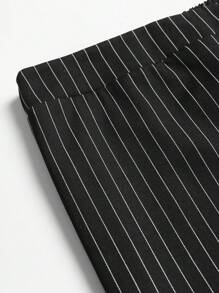 SHEIN LUNE Plus Size Women's Vertical Striped Straight Leg Pants Fall Cloth For Women - Black - View 5