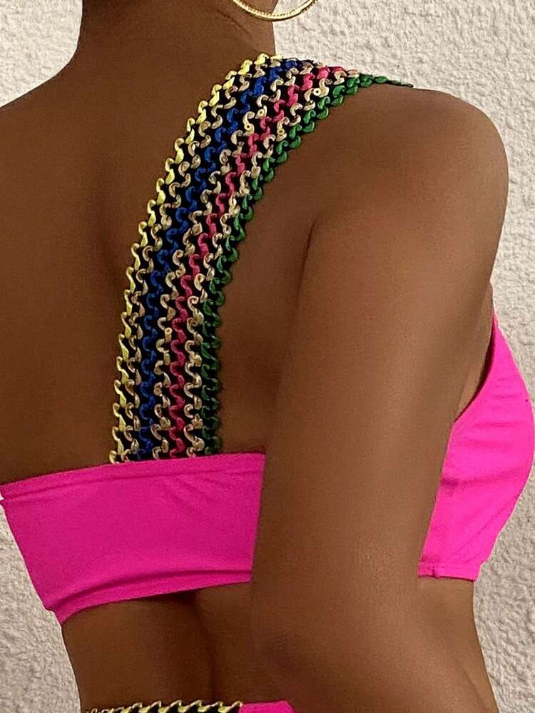 Summer One Shoulder Hollow Out Bikini Set